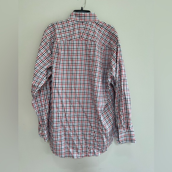 J. McLaughlin Men’s Red and Blue Plaid Button Down Dress Shirt, size M - Picture 2 of 7